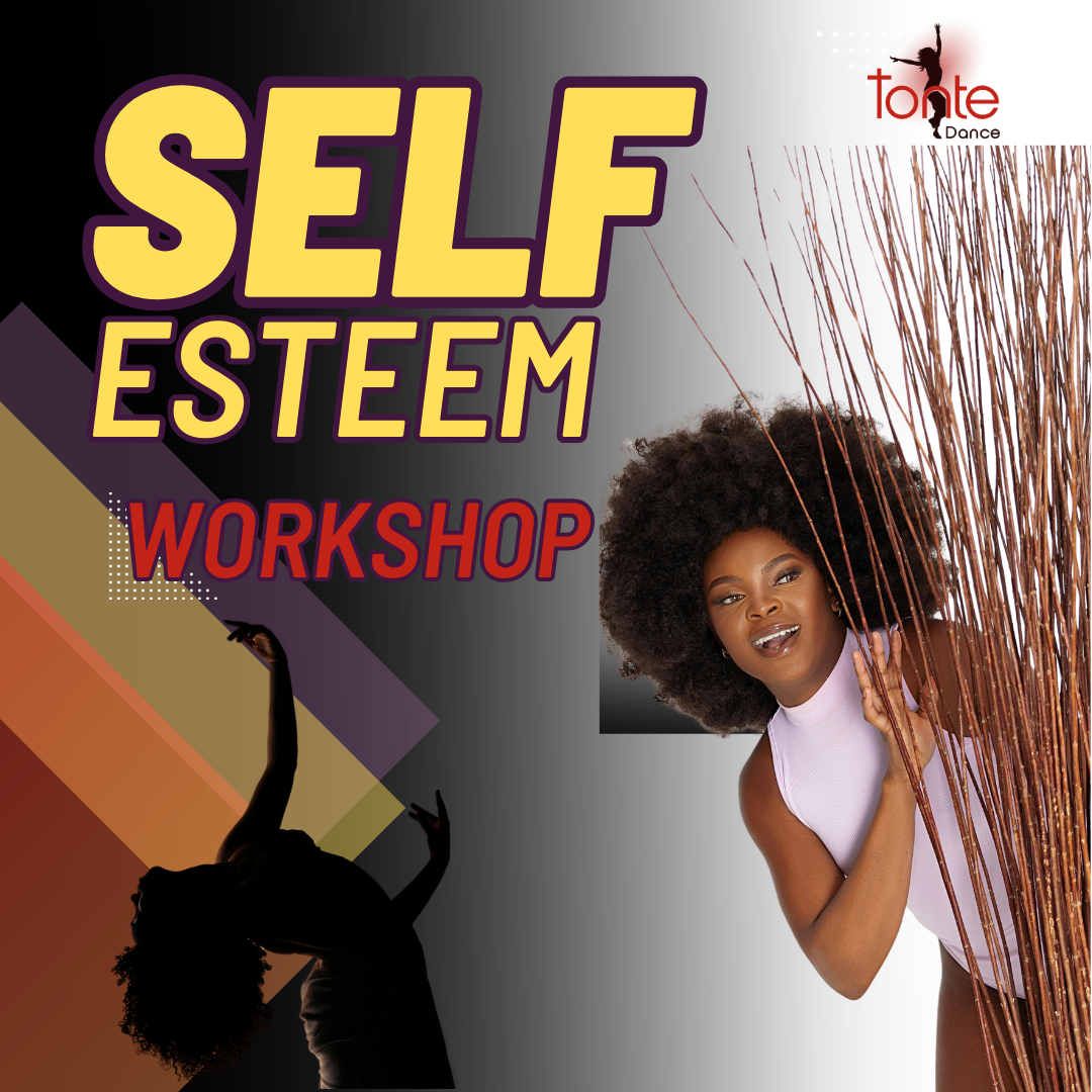 Black dancer with red hair holding open a wooden gate in a park setting. She is wearing a purple off shoulder dress.